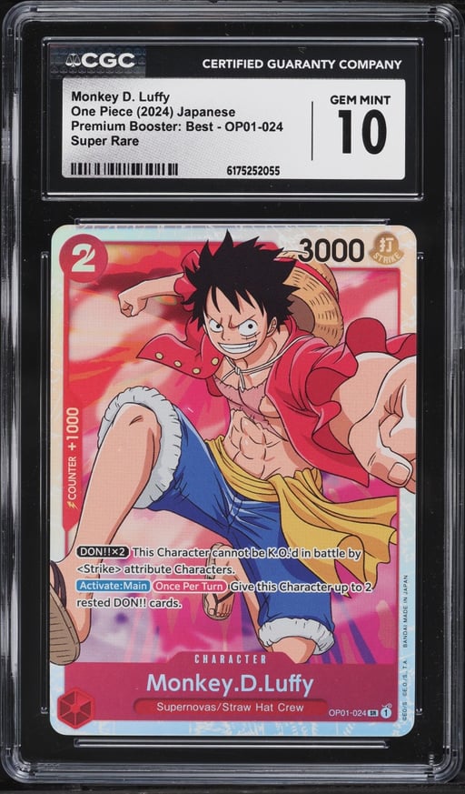 2024 One Piece Japanese Premium Booster Best SR Monkey D. Luffy #OP01-024 CGC 10 GEM MINT