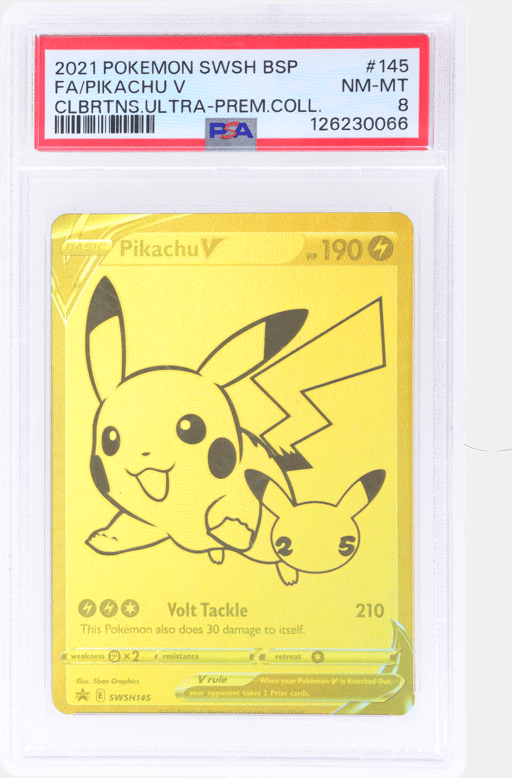 2021 Pokemon Sword and Shield Black Star Promo Celebrations Ultra Premium Collection Pikachu V #SWSH145 PSA 8