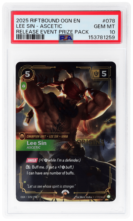 2025 Riftbound League of Legends Origins Ascetic Release Event Prize Pack Lee Sin #078 PSA 10