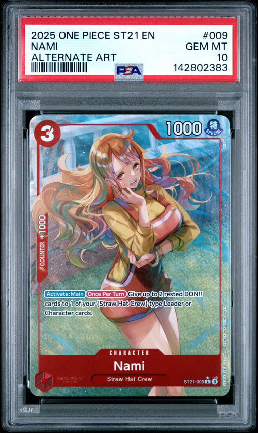 2025 ONE PIECE STARTER DECK ST21-EX GEAR 5 009 NAMI ALTERNATE ART PSA 10
