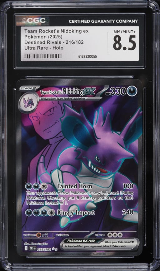 2025 Pokemon Scarlet & Violet Destined Rivals Full Art Team Rocket's Nidoking Ex #216 CGC 8.5