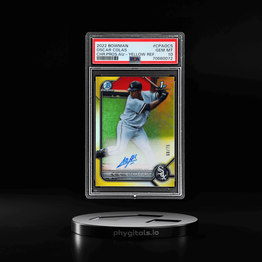 2022 Bowman Chrome Prospect Autograph Yellow Refractor Oscar Colas #CPAOCS 68/75 PSA 10