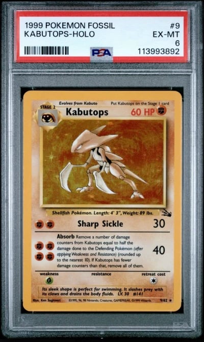 Kabutops 9/62 Fossil Holo PSA 6