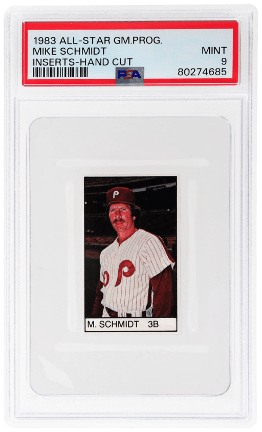 1983 All-Star Game Program Inserts Hand Cut Mike Schmidt PSA 9