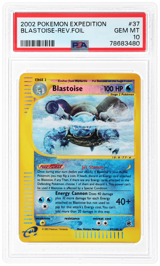 2002 Pokemon Expedition Reverse Holo Blastoise #37 PSA 10