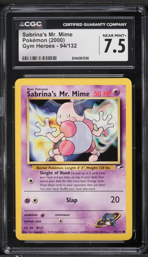 2000 Pokemon Gym Heroes Sabrina's Mr. Mime #94 CGC 7.5 NRMT+