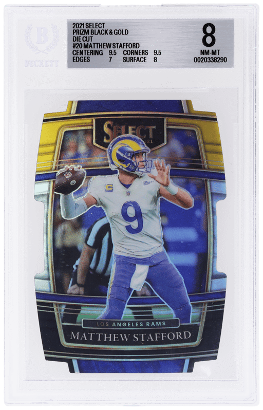2021 Select Black and Prizm Gold Die Cut Matthew Stafford #20 BGS 8