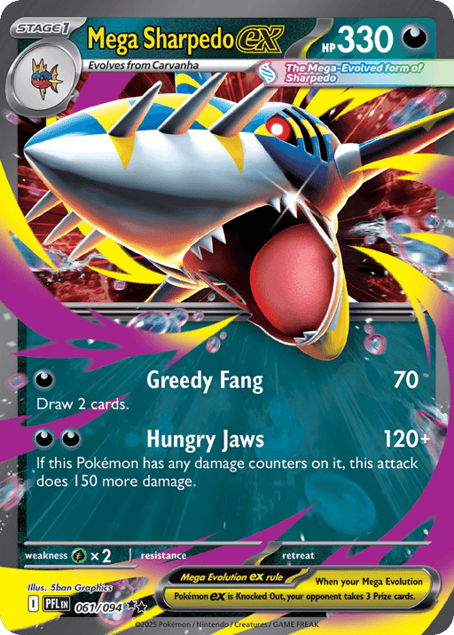 2025 Mega Sharpedo ex #61 Phantasmal Flames