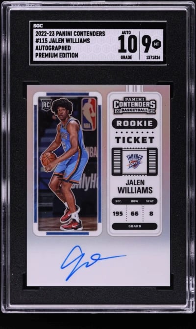 2022 Panini Contenders Premium Jalen Williams ROOKIE AUTO #115 SGC 9 MINT