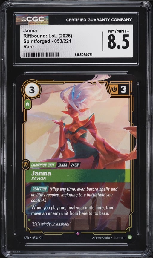 2026 Riftbound League Of Legends LoL Spiritforged Janna #053 CGC 8.5 NM-MT+