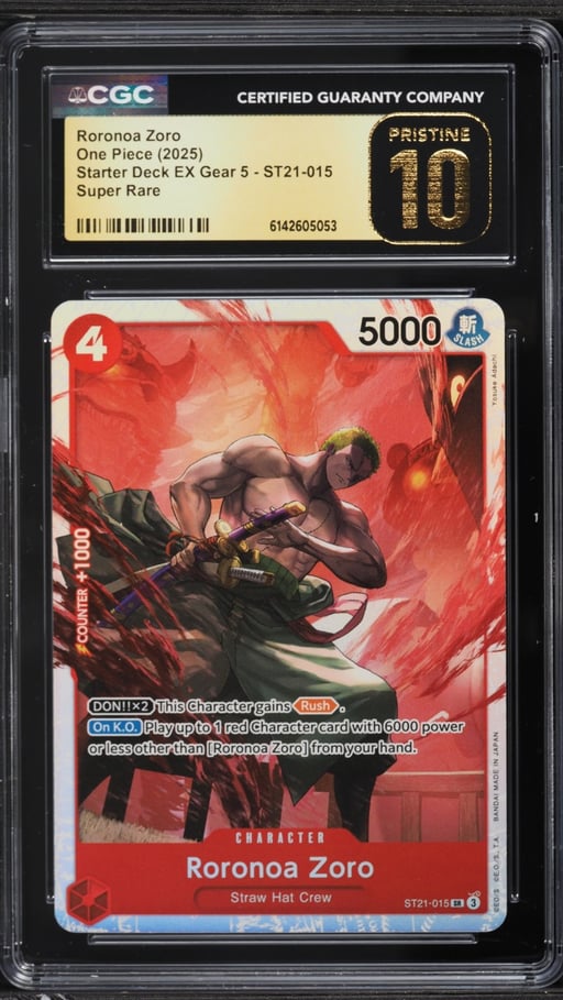 2025 One Piece Starter Deck EX Gear 5 SR Roronoa Zoro #ST21-015 CGC 10 PRISTINE