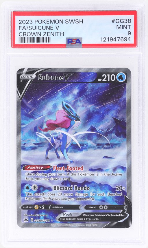 2023 Pokemon Sword and Shield Crown Zenith Suicune V #GG38 PSA 9
