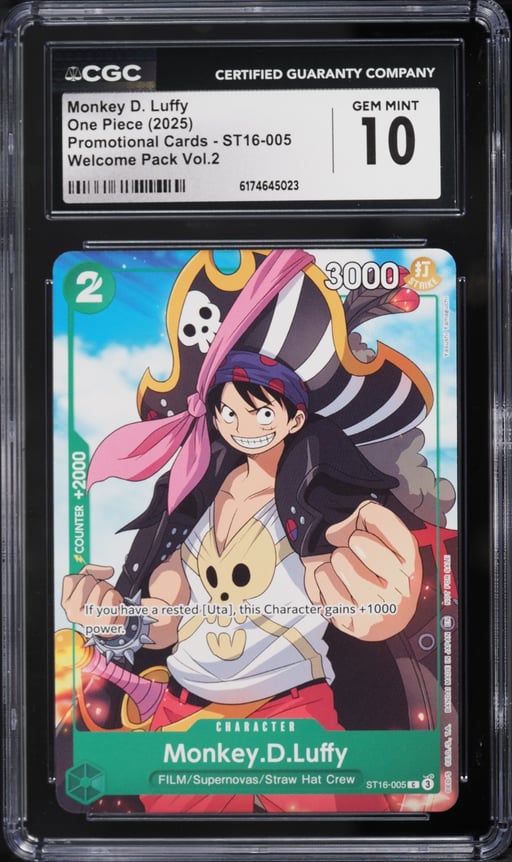 2025 One Piece Promo Welcome Pack Volume 2 Monkey D. Luffy #ST16-005 CGC 10 GEM MINT
