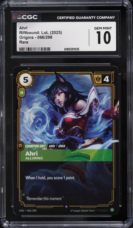 2025 Riftbound League Of Legends LoL Origins Ahri #66 CGC 10 GEM MINT