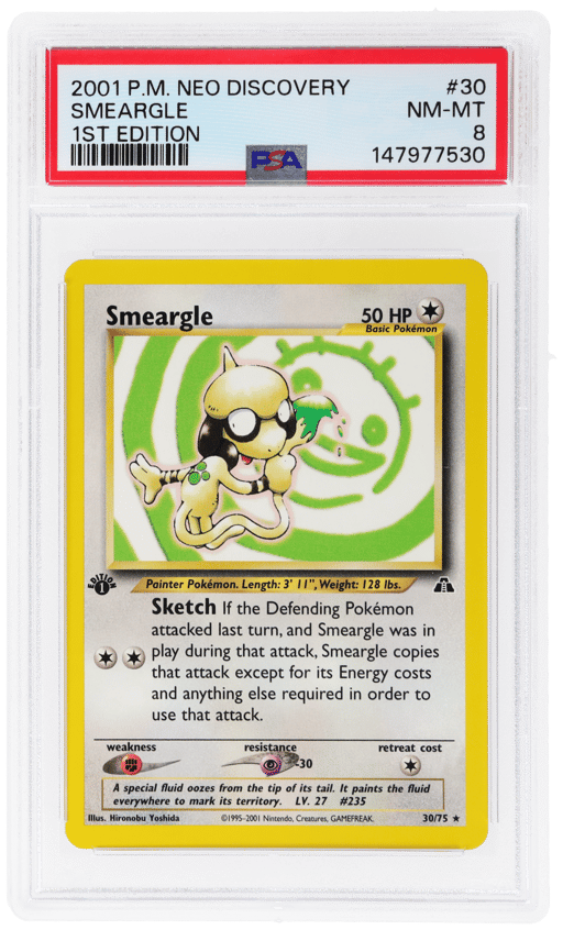 2001 Pokemon Neo Discovery 1st Edition Smeargle #30 PSA 8