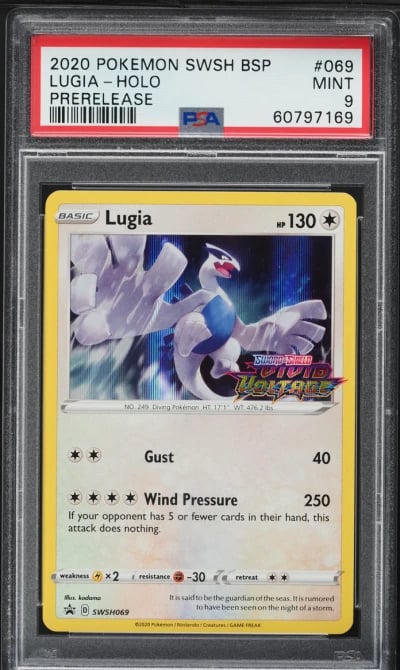 2020 Pokemon SWSH Promo Vivid Voltage Prerelease Holo Lugia #69 PSA 9 MINT
