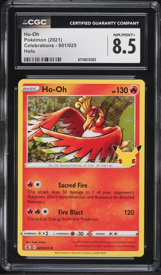 2021 Pokemon Sword & Shield Celebrations Holo Ho-Oh #1 CGC 8.5 NM-MT+