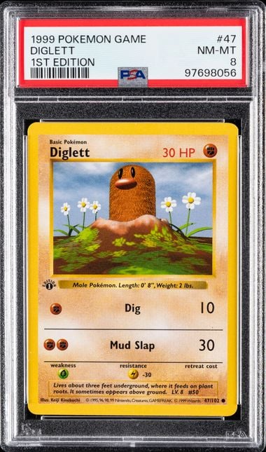 1999 POKEMON GAME #47 DIGLETT 1ST EDITION PSA 8