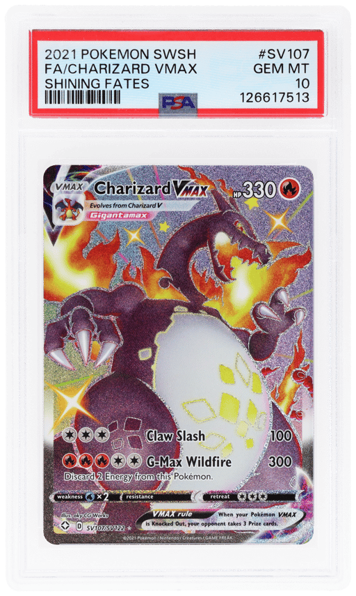 2021 Pokemon Sword and Shield Shining Fates Charizard Vmax #SV107 PSA 10