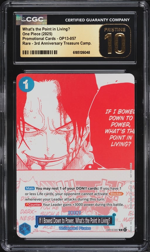 2025 One Piece Promo 3rd Treasure Manga Alt Art What's The Point In Living? CGC 10 PRISTINE
