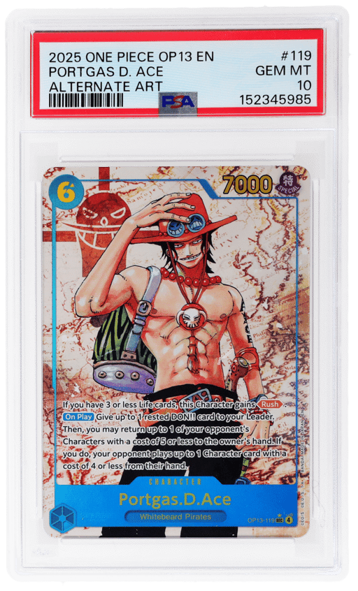 2025 One Piece Carrying On His Will Alternate Art Portgas D. Ace #OP13119 PSA 10