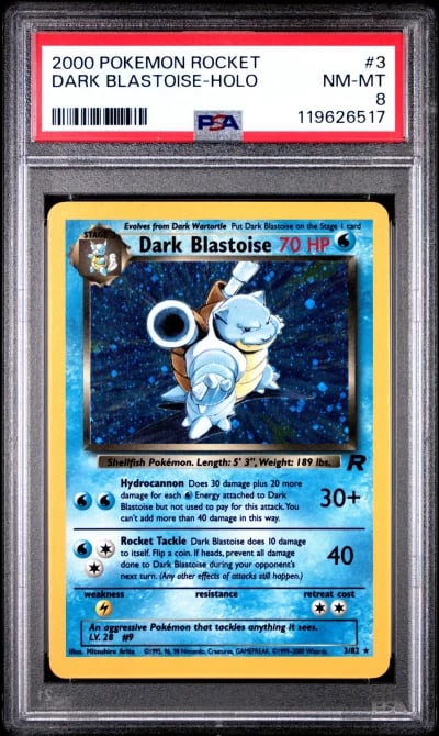 2000 POKEMON ROCKET #3 DARK BLASTOISE-HOLO PSA 8