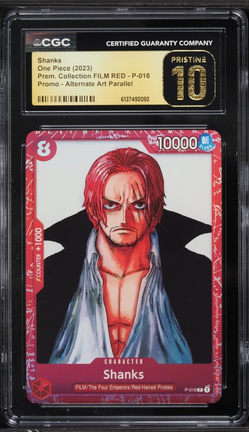 2023 One Piece Promo Premium Collection Film Red Alt Art Shanks #P-016 CGC 10 PRISTINE