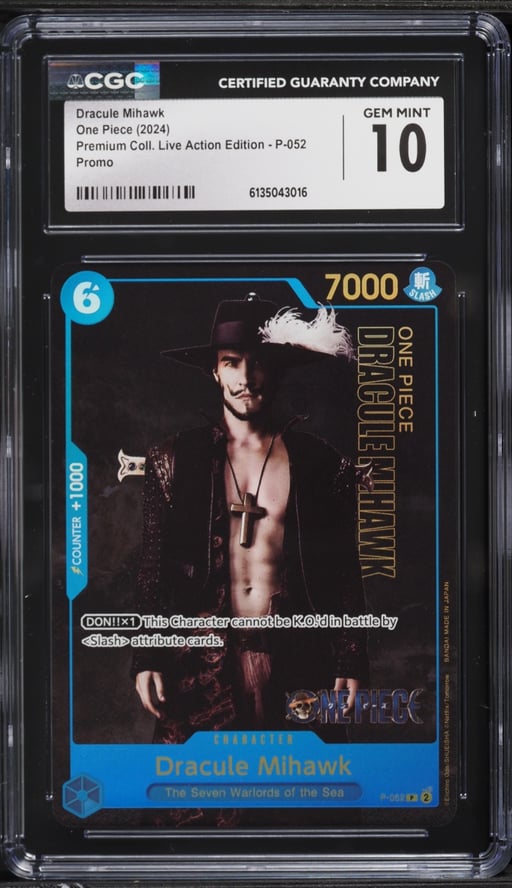 2024 One Piece Promo Premium Live Action Edition Dracule Mihawk #P-052 CGC 10 GEM MINT