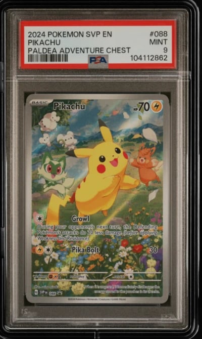 2024 POKEMON SVP EN-SV BLACK STAR PROMO PALDEA ADVENTURE CHEST PIKACHU PSA 9