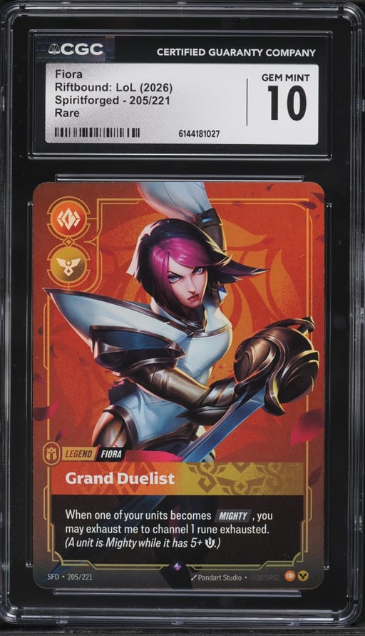 2026 Riftbound League Of Legends LoL Spiritforged Fiora #205 CGC 10 GEM MINT