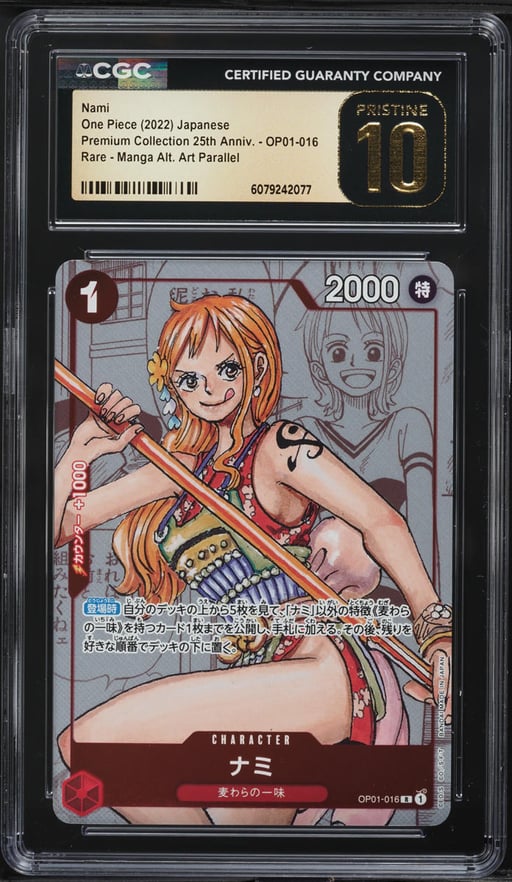 2022 One Piece Japanese Premium 25th Manga Art Nami #OP01-016 CGC 10 PRISTINE