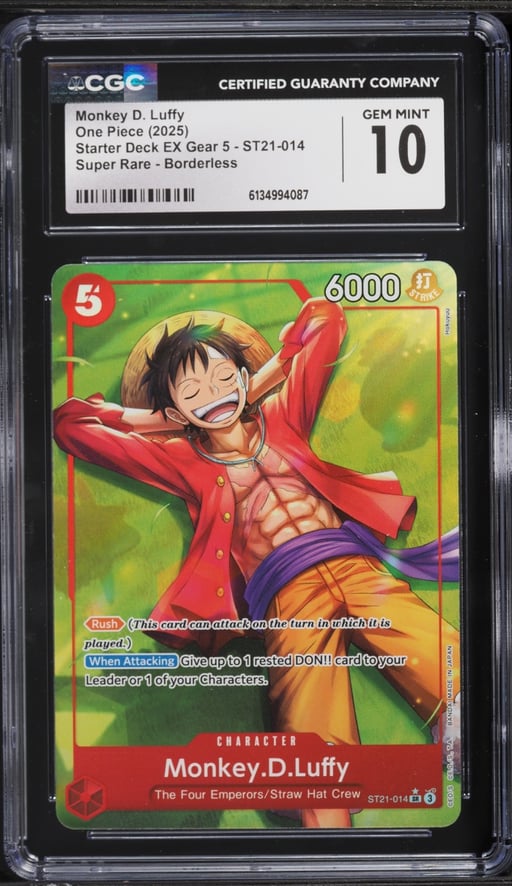 2025 One Piece Starter Deck EX Gear 5 Borderless Alt Art Monkey D. Luffy #ST21-014 CGC 10 GEM MINT