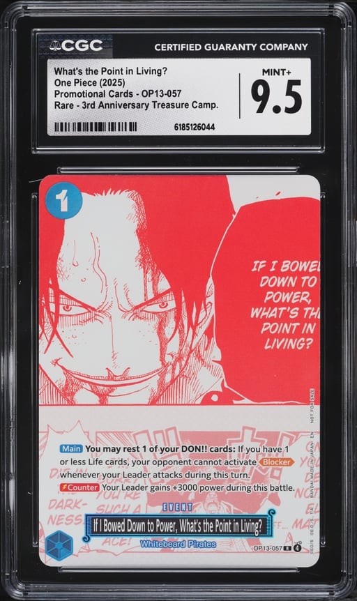 2025 One Piece Promo 3rd Anniversary Treasure Manga Alt Art What's The Point In Living? CGC 9.5