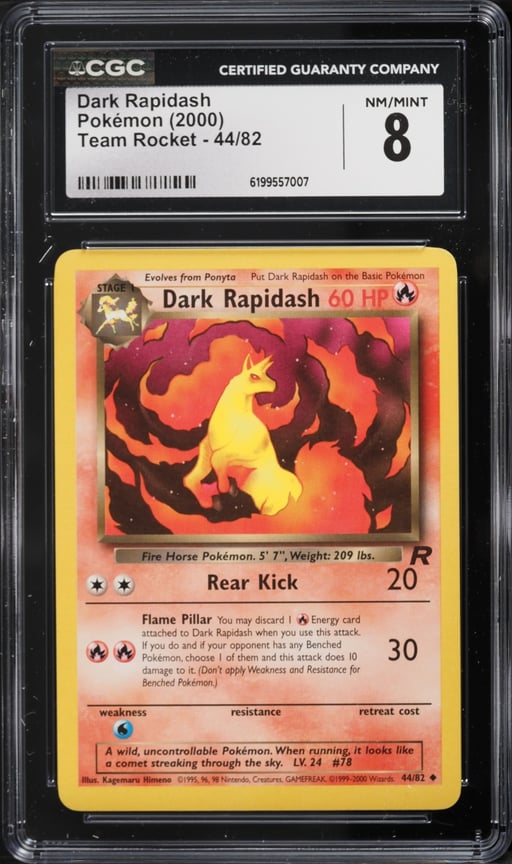 2000 Pokemon Team Rocket Dark Rapidash #44 CGC 8 NM-MT