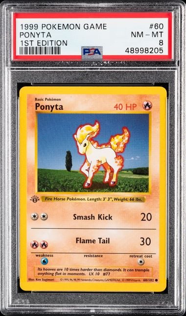 1999 POKEMON GAME #60 PONYTA 1ST EDITION PSA 8