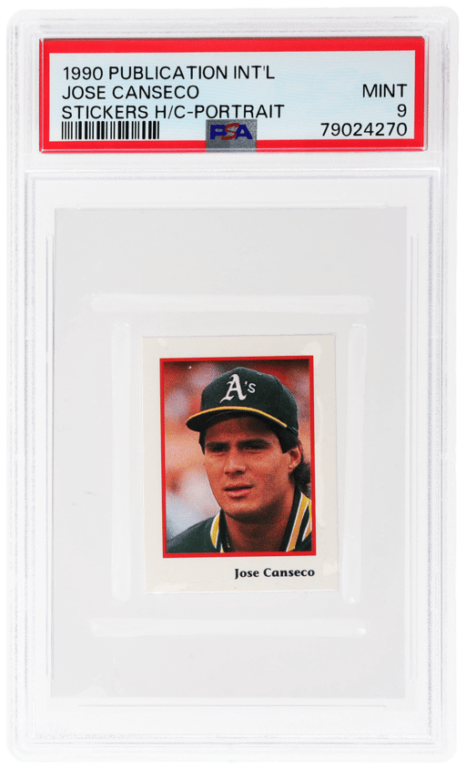1990 Publication International Stickers Hand Cut Portrait Jose Canseco PSA 9