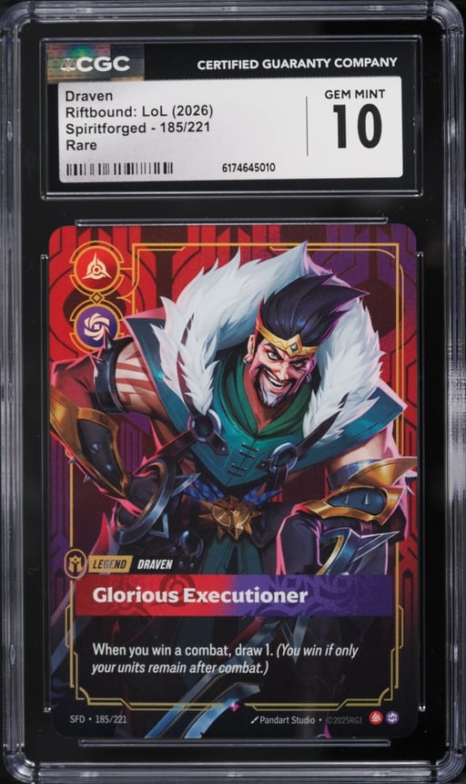 2026 Riftbound League Of Legends LoL Spiritforged Draven #185 CGC 10 GEM MINT