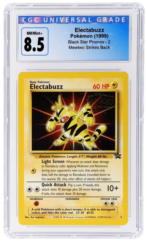 1999 Pokemon Wizards of the Coast Black Star Promo Mewtwo Strikes Back Electabuzz #2 CGC 8.5