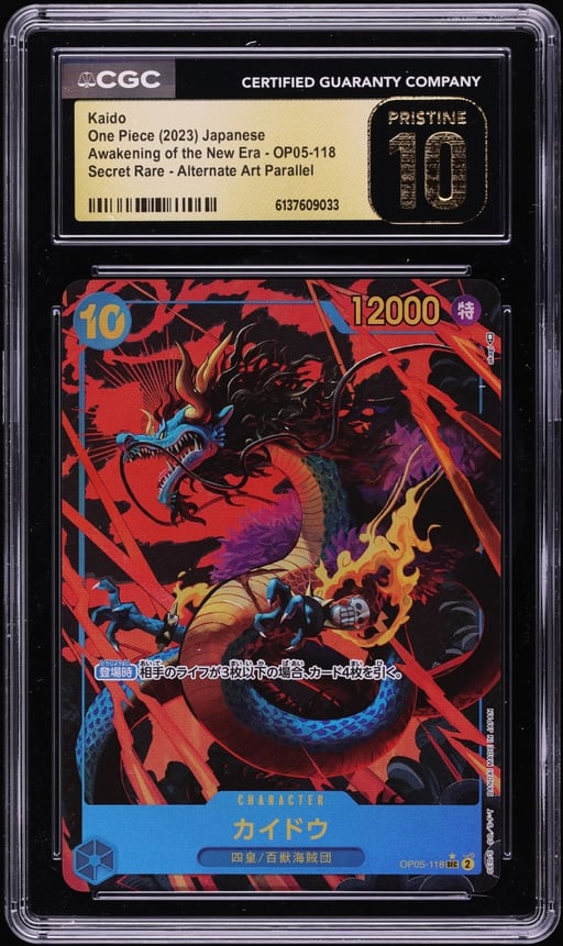 2023 One Piece Japanese Awakening Of The New Era SEC Alt Art Kaido #OP05-118 CGC 10 PRISTINE
