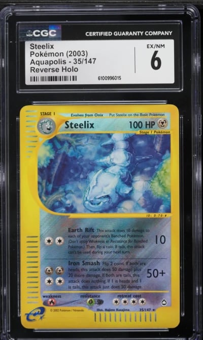 2003 Pokemon Aquapolis Reverse Holo Steelix #35 CGC 6 EXMT