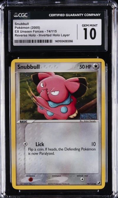 2005 POKEMON EX UNSEEN FORCES #74 SNUBBULL-REVERSE FOIL CGC 10 GEM MINT