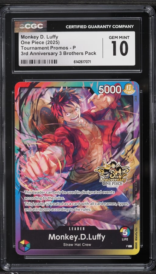 2025 One Piece Promo 3rd Anniversary 3 Brothers Pack Leader Monkey D. Luffy #P CGC 10 GEM MINT