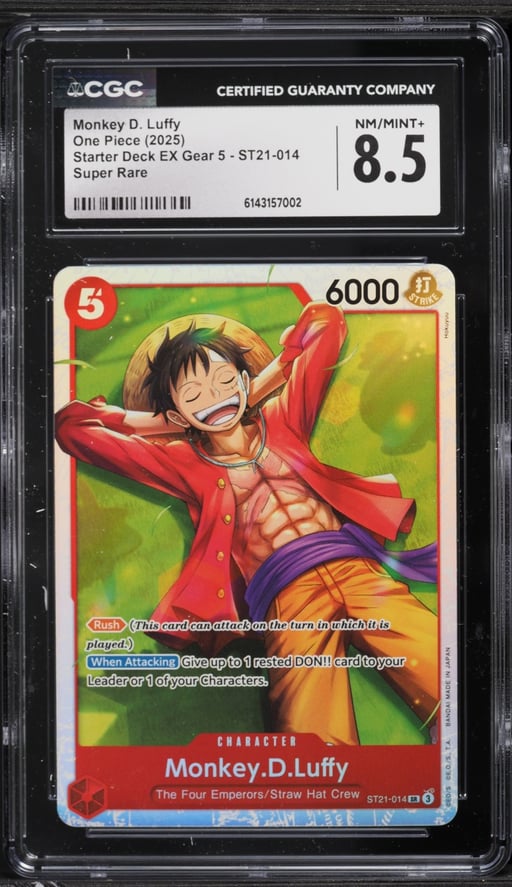 2025 One Piece Starter Deck EX Gear 5 SR Monkey D. Luffy #ST21-014 CGC 8.5 NM-MT+
