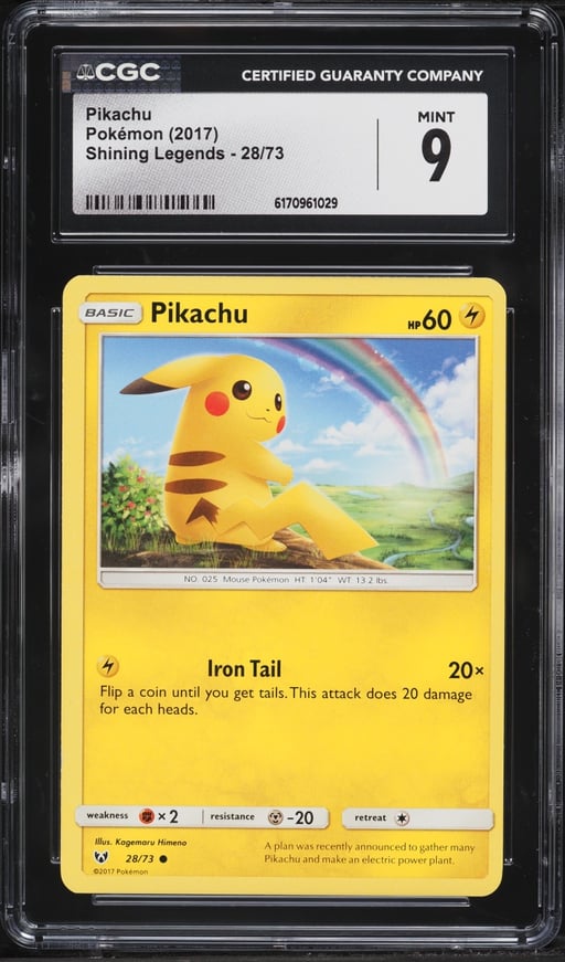 2017 Pokemon Sun & Moon Shining Legends Pikachu #28 CGC 9 MINT