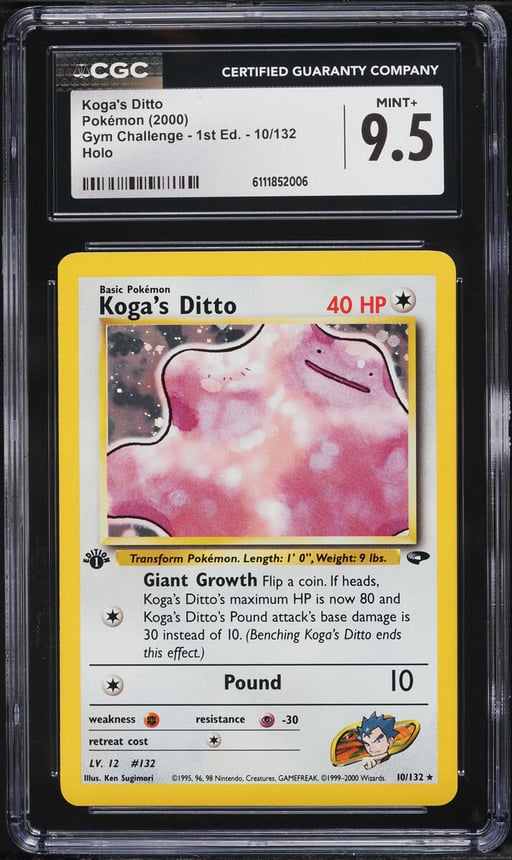 2000 Pokemon Gym Challenge 1st Edition Holo Koga's Ditto #10 CGC 9.5 MINT+