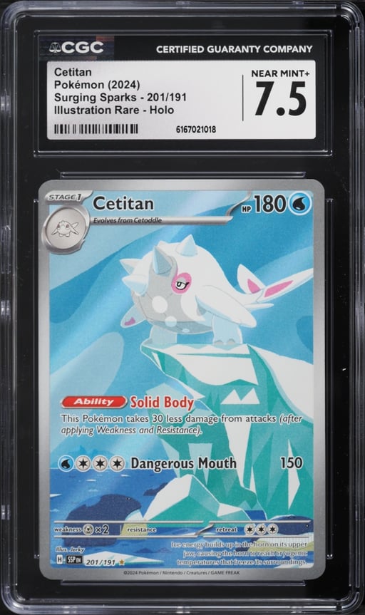 2024 Pokemon Scarlet & Violet Surging Sparks IR Cetitan #201 CGC 7.5 NRMT+