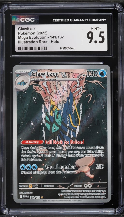 2025 Pokemon Mega Evolution IR Clawitzer #141 CGC 9.5 MINT+
