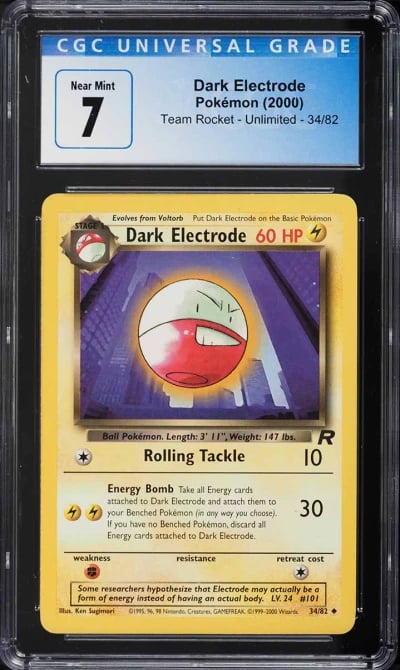 2000 Pokemon Team Rocket Dark Electrode #34 CGC 7 NRMT