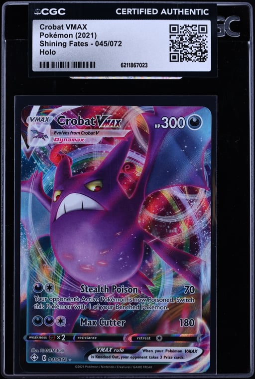 2021 Pokemon Sword & Shield Shining Fates Full Art Crobat VMAX #45 CGC AUTH