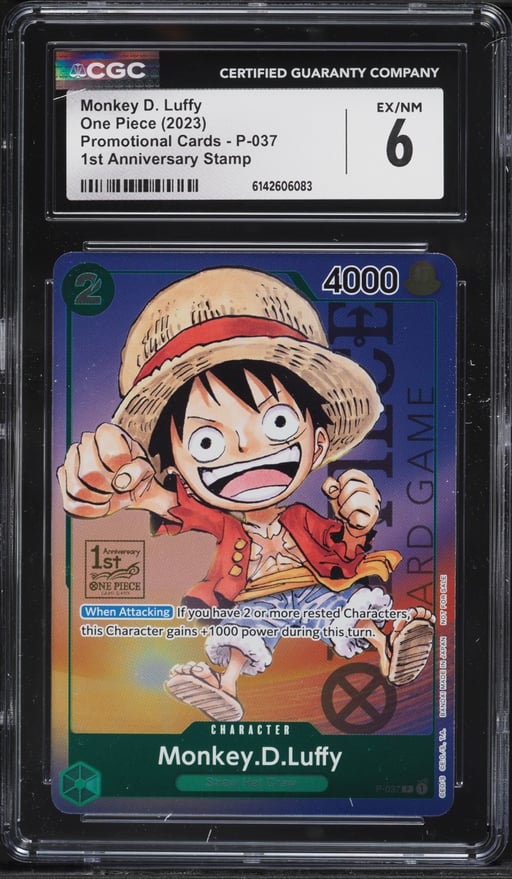 2023 One Piece Promo 1st Anniversary Stamp Alt Art Monkey D. Luffy #P-037 CGC 6 EXMT